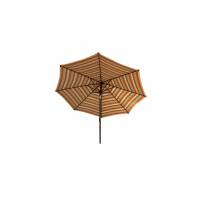 9' Market Umbrella Aluminum, Crank & Tilt, Green Stripe   551178471